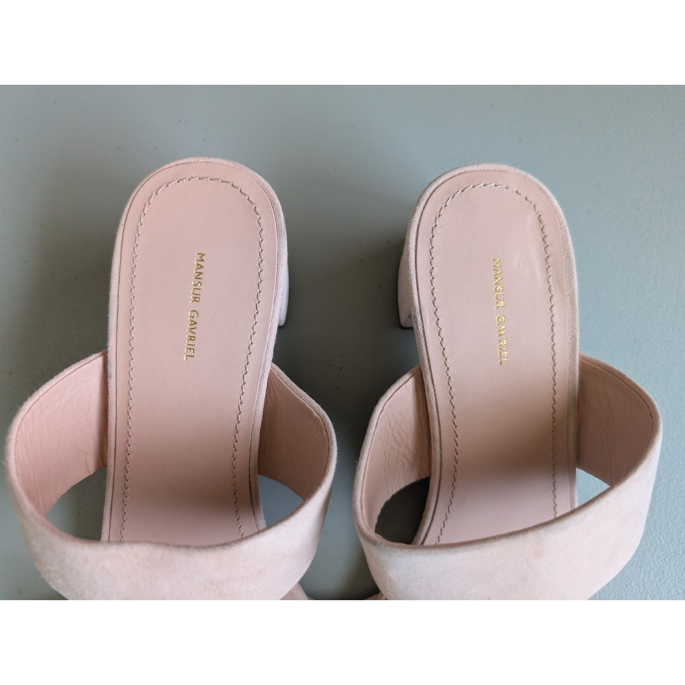 Defect New Mansur Gavriel Suede Double Strap 40mm Sandal Size 37.5 Light Pink - Picture 4 of 11